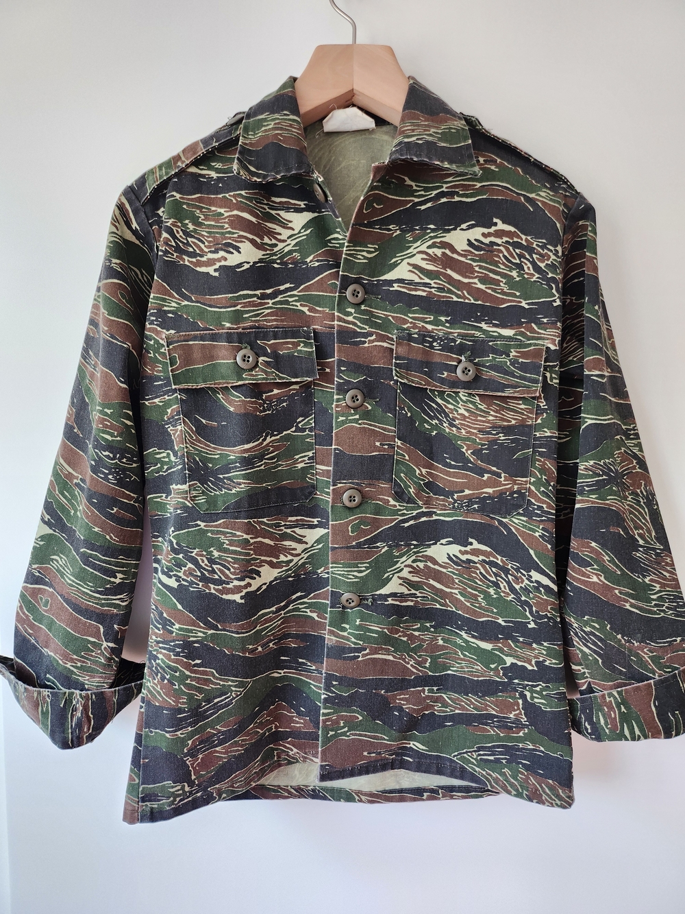 Womens Vintage Camo Shirt Jacket, Heavy Canvas- Camo